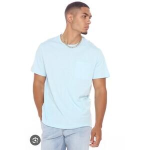 Nova Pocket Tee Size M Light Blue & White - Two Pack NWT
